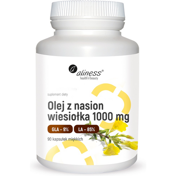 Skóra, Włosy i Paznokcie Aliness Olej z Nasion Wiesiołka 1000 mg 90 kapsułek 90kaps