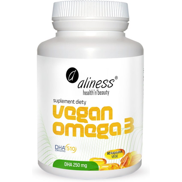 Kwasy Tłuszczowe Omega Aliness Aliness Vegan Omega 3 DHA 250 mg 60 kapsułek 60kaps
