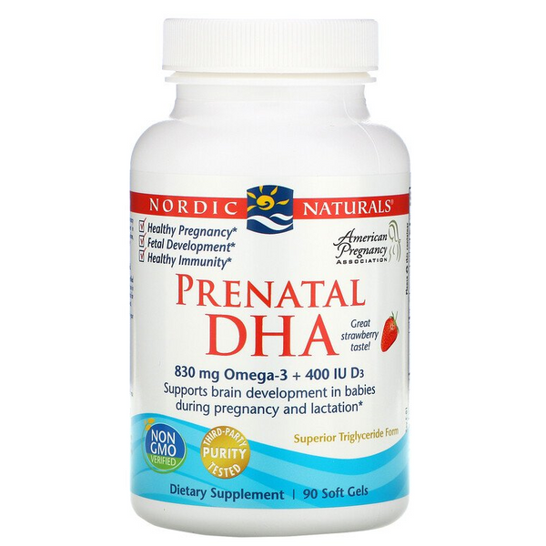 Kwasy Tłuszczowe dla Kobiet w Ciąży Nordic Naturals Nordic Naturals Prenatal DHA, 830mg Omega-3 + 400 90kaps