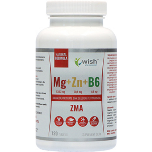 Minerały Magnez + Cynk + Witamina B6 Wish Mg+Zn+Vit B6 120tab