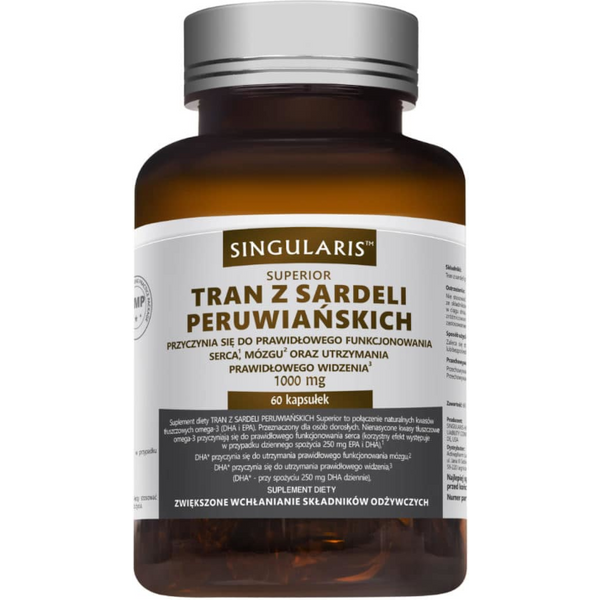 Kwasy Tłuszczowe Omega 3 Singularis Tran z Sardeli Peruwiańskich 60kaps
