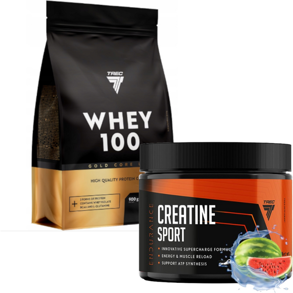 Zestaw Trec Nutrition Pokochaj Pompę Gold Core Line Whey 100 + Creatine Sport Arbuz 900g + 300g