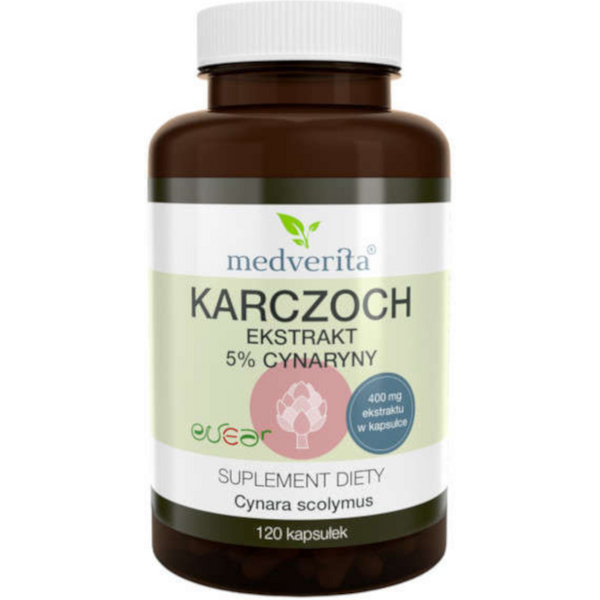 Wsparcie Wątroby Karczoch Zwyczajny Medverita Karczoch Ekstrakt 5% Z cynaryny 120caps