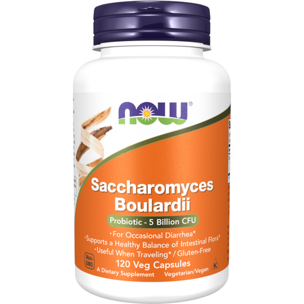 Prawidłowe Trawienie Probiotyki NOW Saccharomyces boulardii 5mld 120kaps.