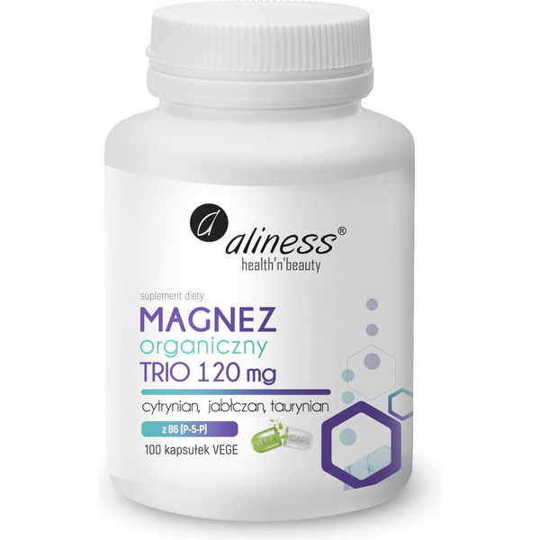 Minerały Aliness Magnez Organiczny Trio 120mg z B6 100vkaps