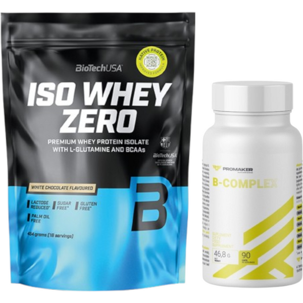 Zestaw Promaker Biotech Iso Whey Zero 454g White chocolate + Promaker B-Complex