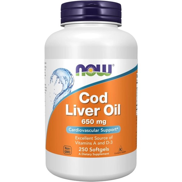 Zdrowe Tłuszcze Now Foods Cod Liver Oil 650mg 250sof