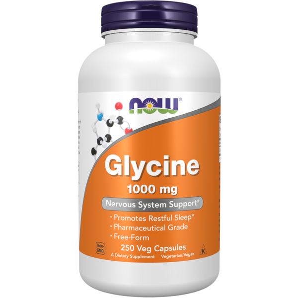 Aminokwasy Glicyna NOW Glicyna 1000 mg 250 kapsułek