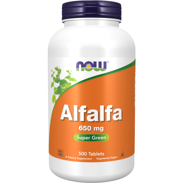 Detoks i Antyoksydanty NOW Lucerna 650mg (Alfalfa) 500 tabl