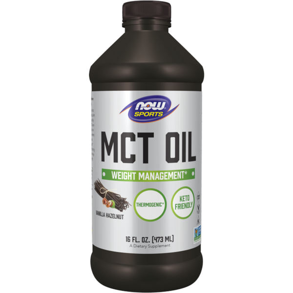 Zdrowe Tłuszcze Olej MCT Now Sports MCT oil (vanilla hazelnut)- płyn 473ml