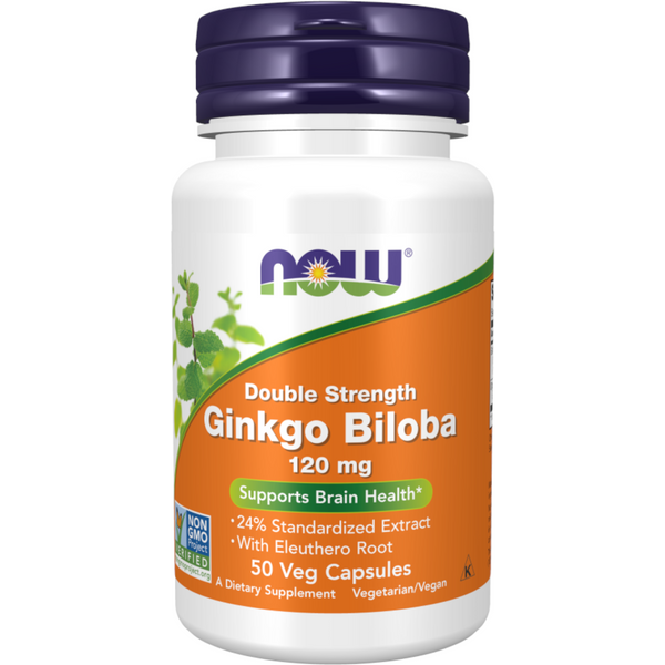 Pamięć i Koncentracja Now Foods Wyciąg z liści miłorzębu jap.120mg 50k