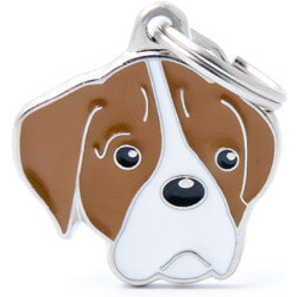 Medaglietta Cane Boxer Bianco e Marrone-image