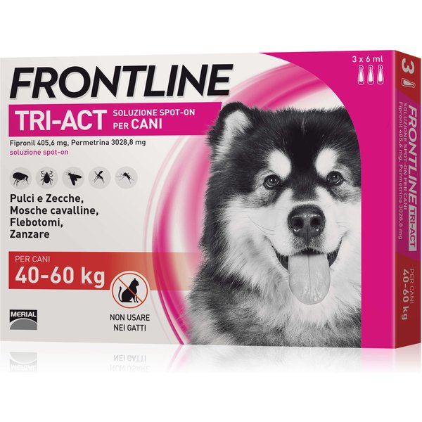 Frontline Tri Act cane 40-60kg 3 pipette da 6ml-image