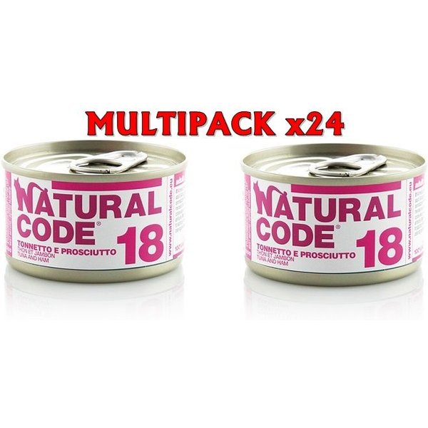 Natural Code 18 Tonnetto e Prosciutto 85gr umido gatto 24 x 85g-image