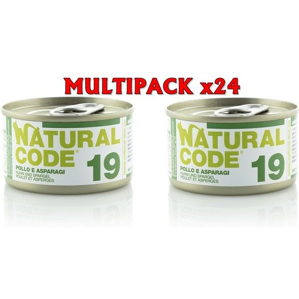 Natural Code 19 Pollo Asparagi e Riso 85gr umido gatto 24 x 85g-image