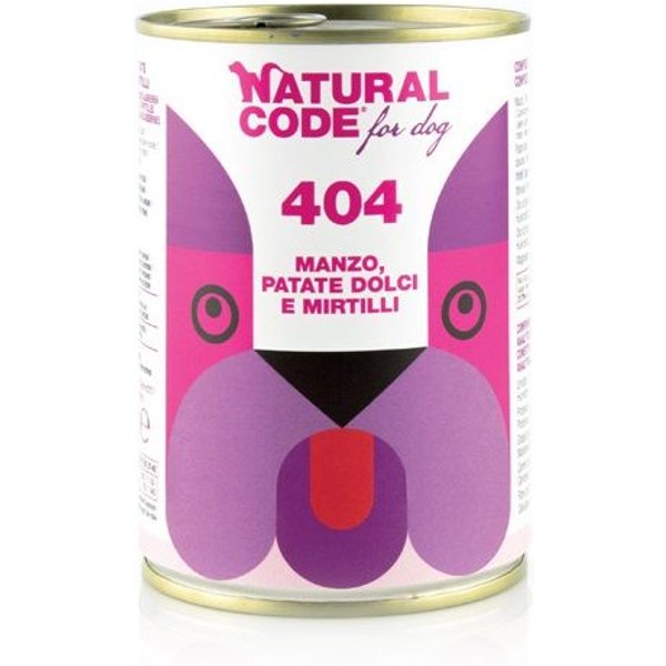 Natural Code 404 Manzo, Patate Dolci e Mirtillo 400g umido cane-image
