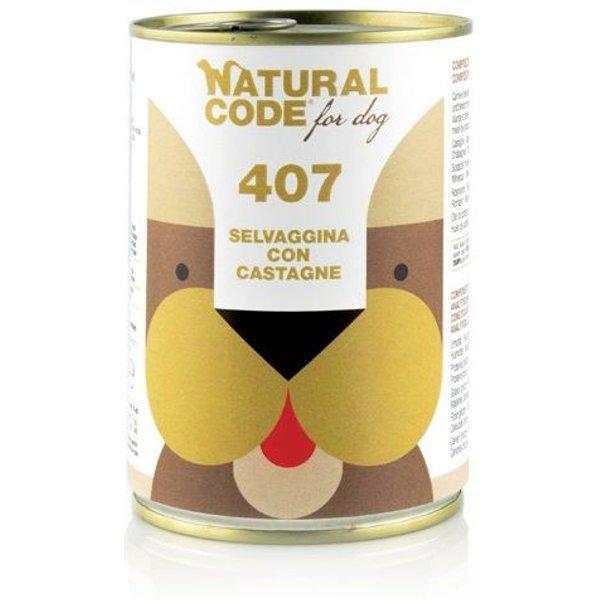 Natural Code 407 Selvaggina con Castagne 400g umido cane-image