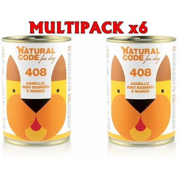 Natural Code 408 Agnello, Riso Basmati e Mango 400g umido cane-image