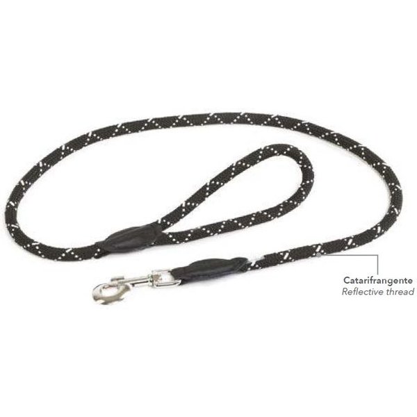 Julius K9 Guinzaglio tubolare 12mm x 1,2m in nylon nero con inserti ad alta visibilità-image