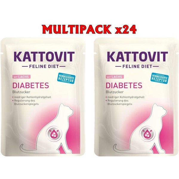 Kattovit Diabetic Salmone 85G Umido Dietetico Gatto Feline Diet 24 X 85G-image