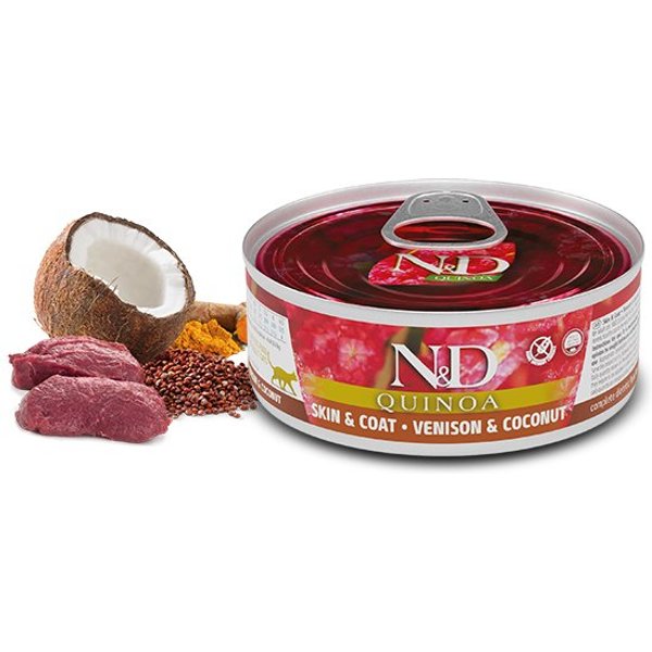 N&D Skin&Coat Cervo, Quinoa E Cocco 80G Grain Free Umido Gatto-image