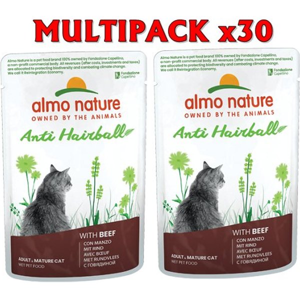 Almo Nature Holistic Functional Anti Hairball Con Manzo 70G Umido Gatto-image