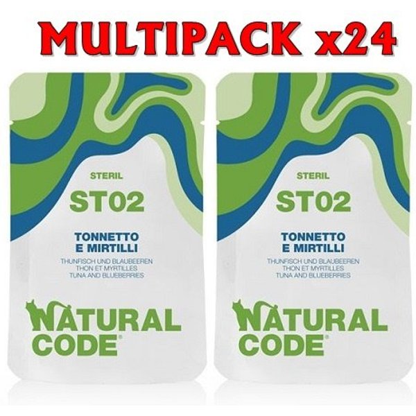 Natural Code Busta ST02 Tonnetto E Mirtilli 70G Umido Gatti Sterilizzati Formato 24 X 70G-image