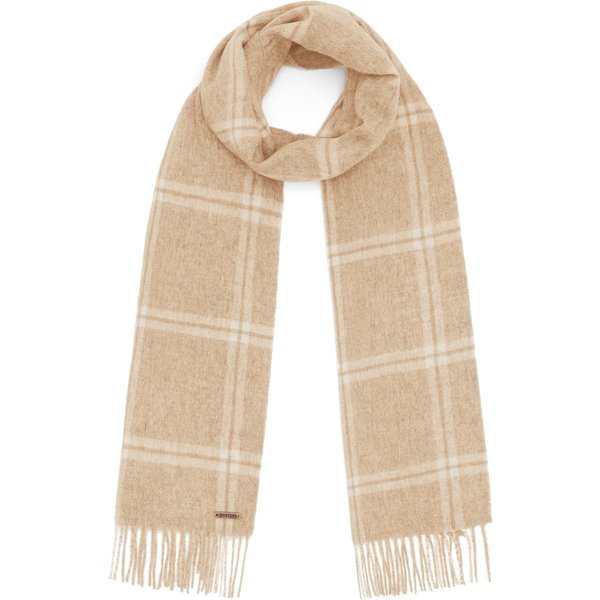 Hortons England - 100% Lambswool Checked Scarf - Sand