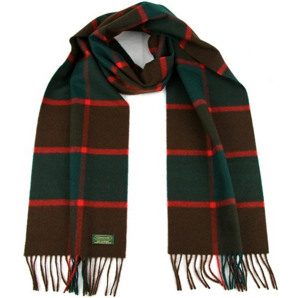 Glencroft 100% Cashmere Premium Plaid Scarf in Green and Red