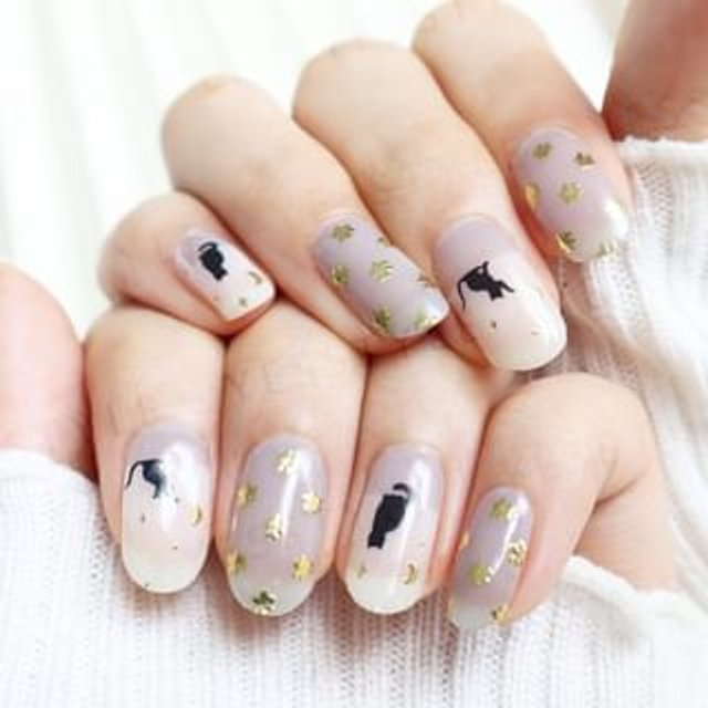 Lunacaca - Midnight Cat Beneath The Sky Nail Art Stickers 24 pcs