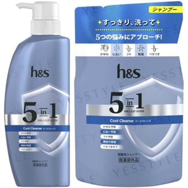 h&s - 5 In1 Hair & Scalp Solution Cool Cleanse Shampoo 560g Refill
