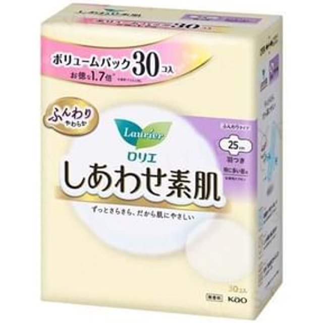 Kao - Laurier F Happy Bare Skin For Especially Heavy Daytime With Wings 25cm 30 pcs