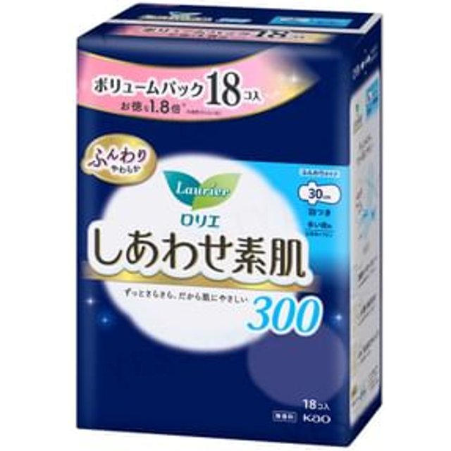 Kao - Laurier F Happy Bare Skin For Especially Heavy Nights With Wings 30cm 18 pcs