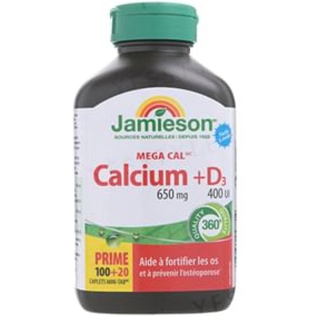 Mega Cal Calcium 650mg + D3 400IU Caplet 120 caplets