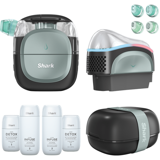 Shark FacialPro Glow & DePuffi At-Home Hydrating Facial System + Derm Detox & Hydro Infuse Replenishment Set in Warm Black | FH320UKBKXS | by SharkNinja