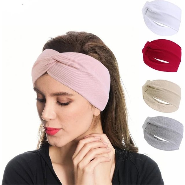 Thread Elastic Front Cross Hair Band Yoga Headband Makeup and Wash Headband