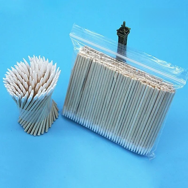 300pcs Cotton Buds Swabs 7cm Long Wooden Handle Tattoo Makeup Microblade Swab Sticks