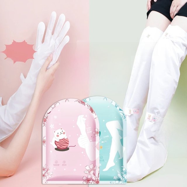 2pair 70cm Long Hand And Foot Mask Cherry Blossom Niacinamide Moisturizing Moisturizing Exfoliating Dead Skin Hand Foot Care