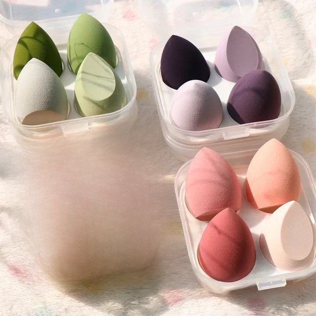 4pcs Makeup Sponge Cosmetic Puff Dry and Wet Combined Cosmetic Egg Women Foundation Powder Puff Bevel Cut Makeup Sponges