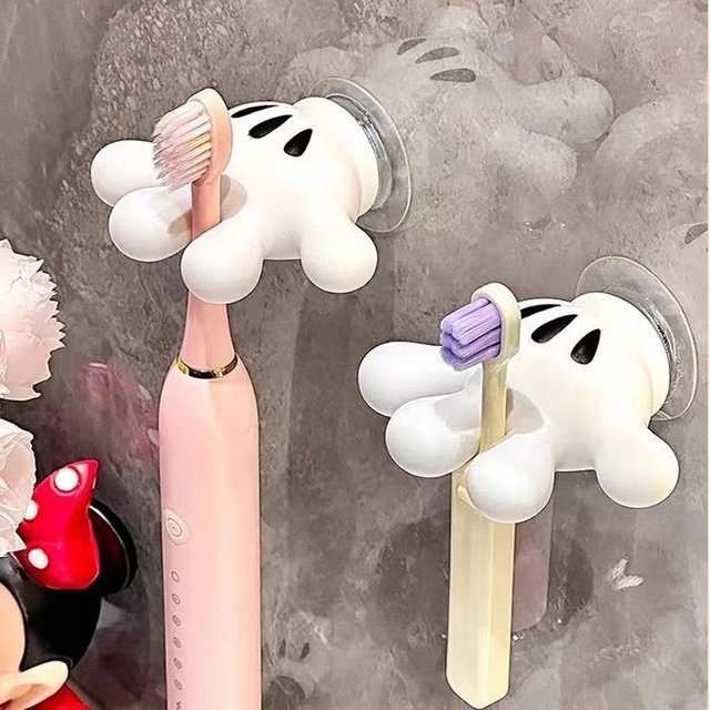 Toothbrush Holder Mickey Palm Cute Bathroom Towel Suction Cup Multi-Function Hook Traceless Hook Data Cable Winder