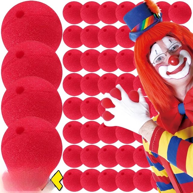 100/5Pcs Red Sponge Ball Clown Nose Circus Cosplay Costume Halloween Festival Make Up Clown Nose Party Decoration Props Supplies