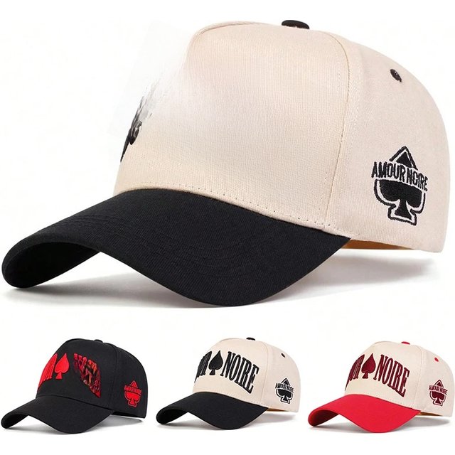 Unisex AMOUR NOIRE Spades Embroidery Baseball Caps Spring Autumn Outdoor Adjustable Casual Hats Dad Hat Sunscreen Hat