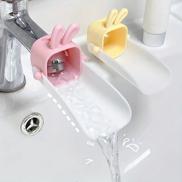 1pc Faucet Extender Cartoon Bathroom Kitchen Silicone Hand Washing Tool Rabbit Children Splash Proof