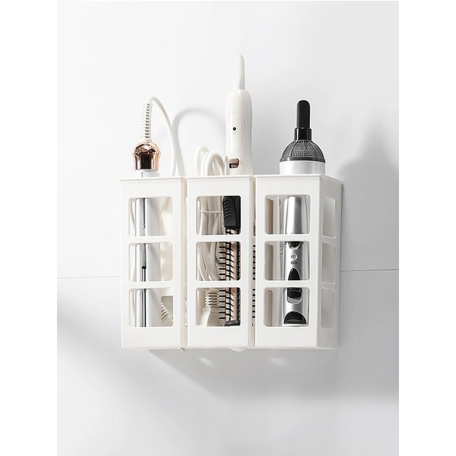 1/2pcs Non Perforated Curling Iron Storage Box, Straightener Wall Mounted Shelf For Easy Access To Beauty Tools Storage