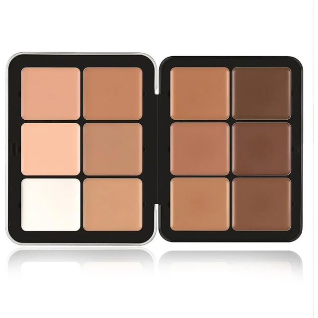 12 Colors Concealer Multi-Purpose Makeup Brightening Not Stuck Powder Contour and Highlighter Palette Bronzer Cream Palette