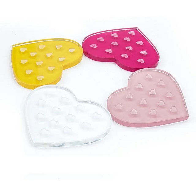 Eyelash Extension Pallet Crystal Glass Heart Shaped False Eyelashes Stand Holder Transparent Glue Tray Makeup Accessories