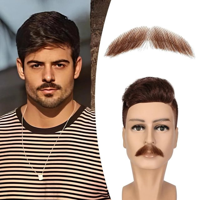 Invisible Face Beard Mustache Black Color for men Realistic 100% Human Hair Makeup Lace Invisible False Beard for Daily Use