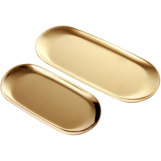 Gold Oval Stainless Steel Tray Storage Dish Plate Tea Fruit Trays Cosmetics Jewelry Plate 18/23/30.3cm Used In Bedroom Kitchen