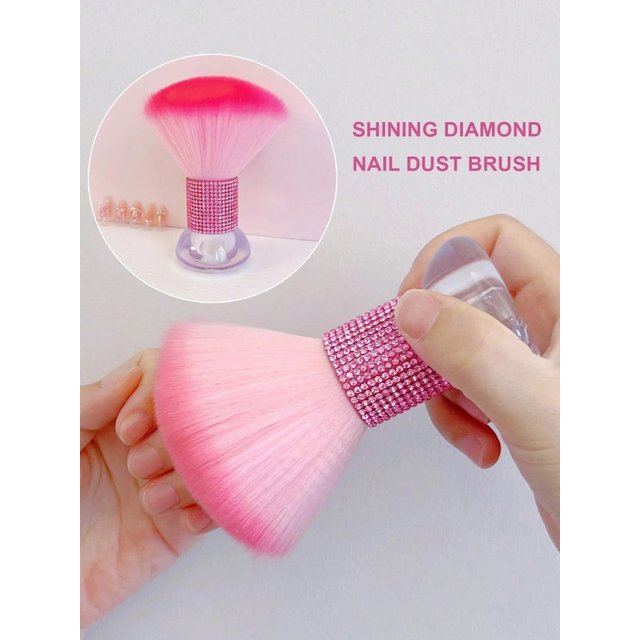 Brosse à poussière pour ongles en forme de champignon diamanté - Outil multifonctionnel pour le nail art, le blush en poudre, le maquillage et le nettoyage