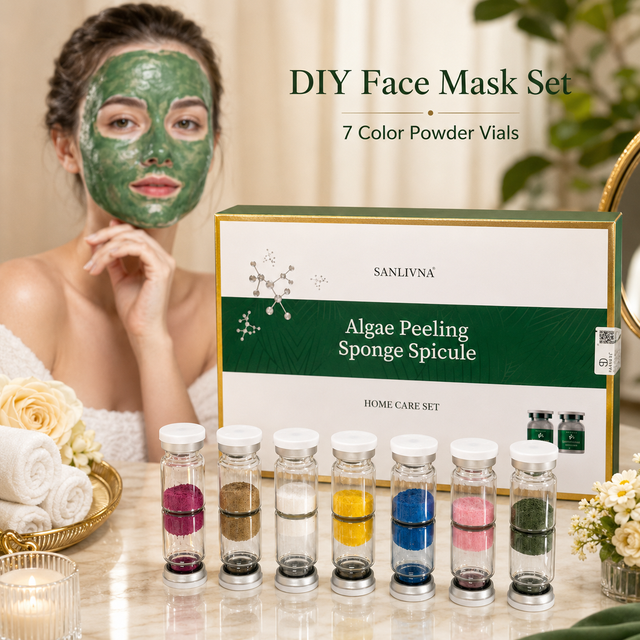 SANENDI Algae Peeling Sponge Spicule Facial Seaweed Microreedle Mask DIY Glow Hydrating Smoothing Korean Skincare 10vials/BOX